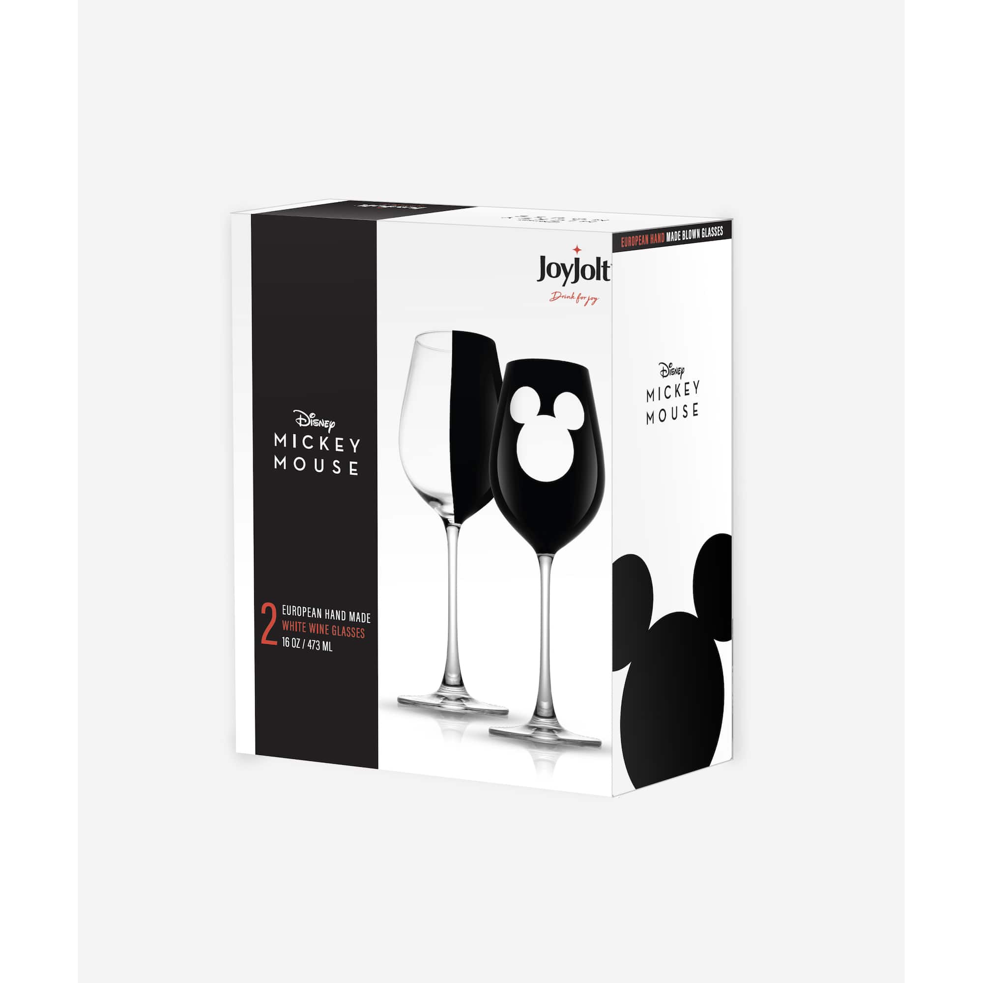 JoyJolt® Disney® 16oz. Luxury Mickey Mouse Crystal Stemmed White Wine Glass, 2ct.